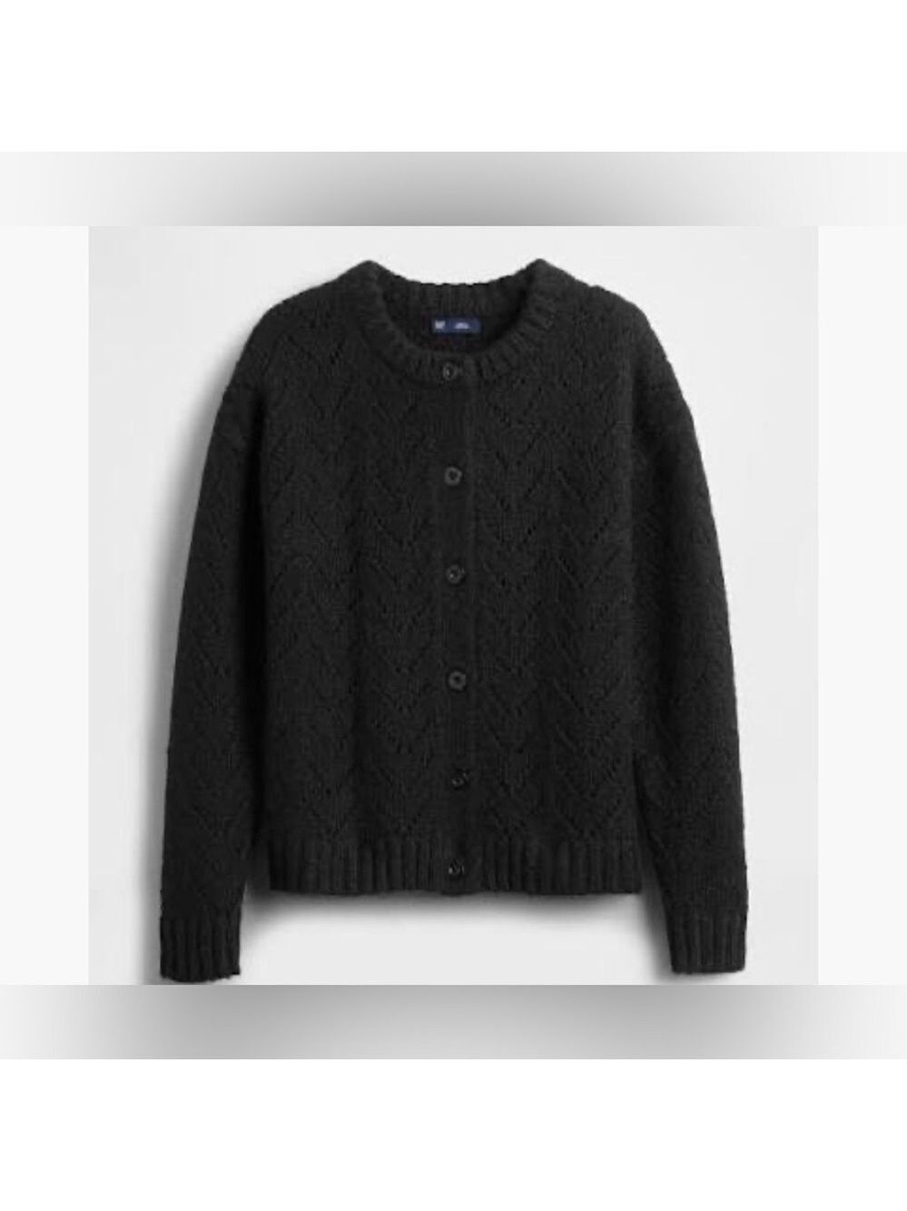 Gap Wool Alpaca Blend Fuzzy Pointelle Knit Oversized Cardigan Sweater NWT S - Picture 3 of 6